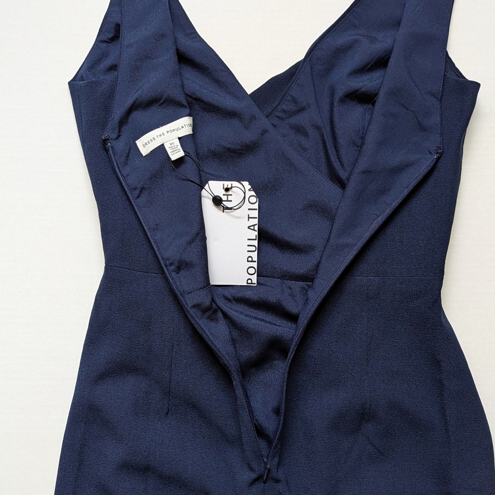Dress The Population Navy Anita Crepe Cocktail Dress - Picture 9 of 15